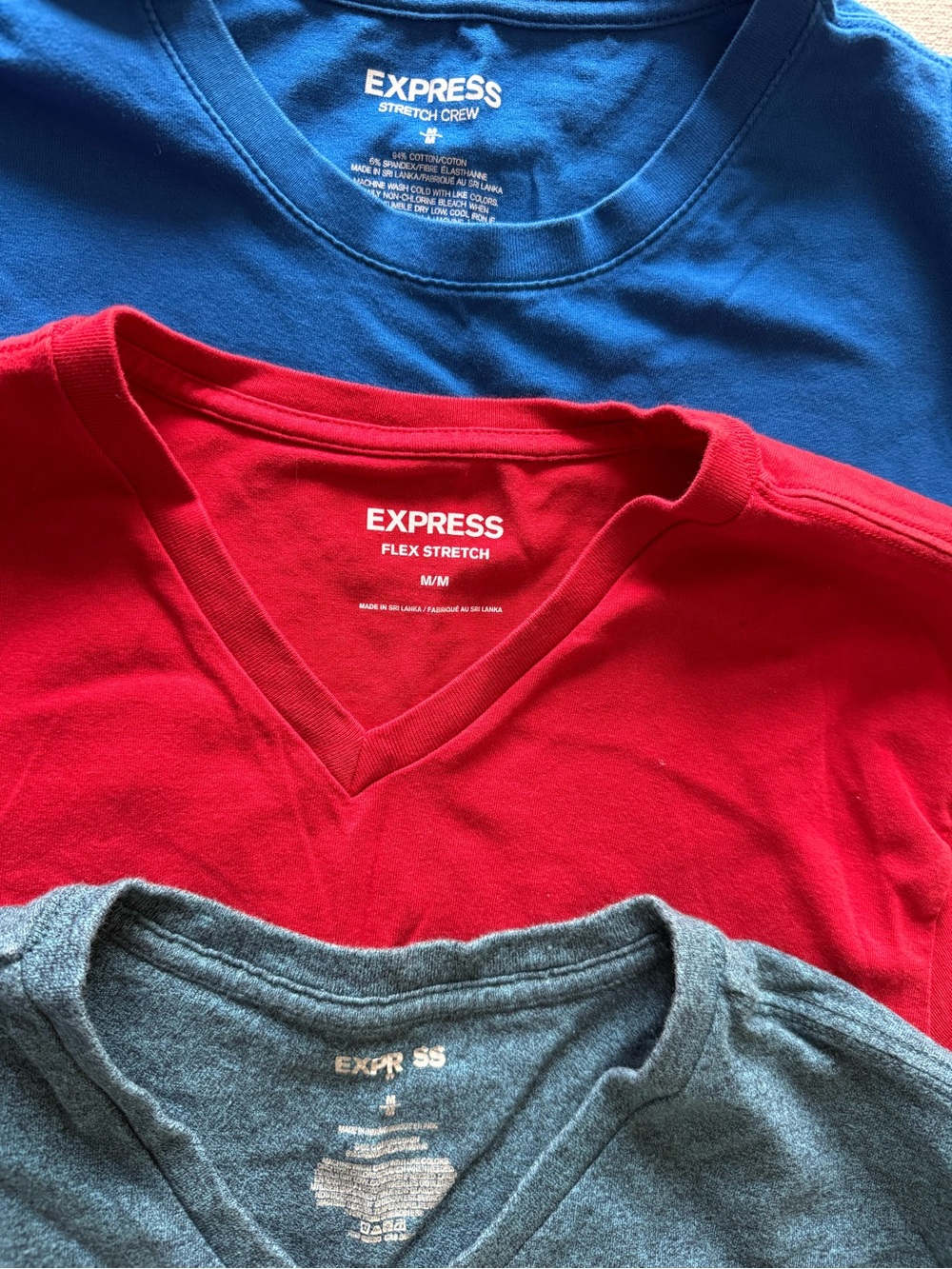 Express Men's Tee Trio in Blue, Red, and Teal - Picture 2 of 2